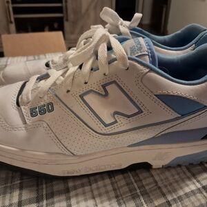 New Balance 550 White and Light Blue Sneakers